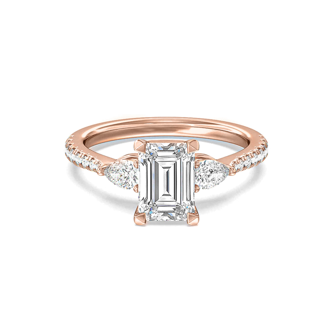 1.0CT Emerald Cut Diamond Three Stone Moissanite Engagement Ring