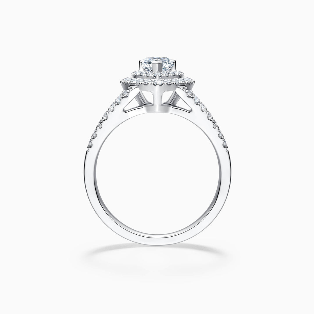 1.0CT Heart Cut Double Halo Moissanite Diamond Engagement Ring