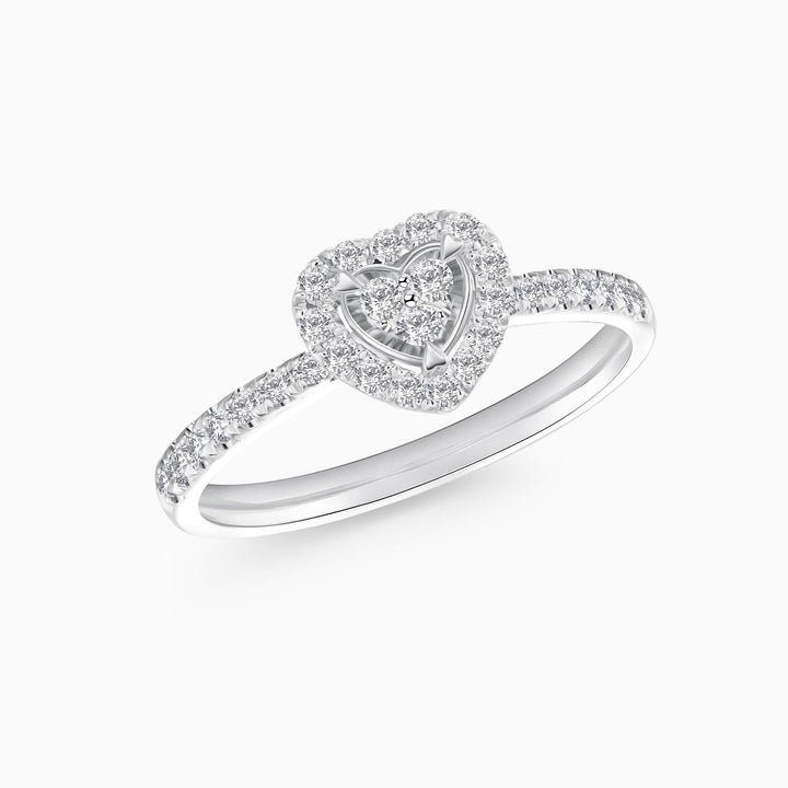 1.0CT Round Cut Moissanite Heart Shape Halo Diamond Engagement Ring
