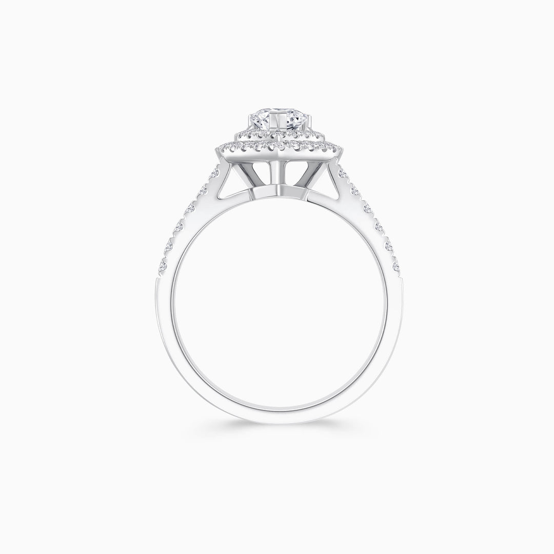 1.0CT Heart Cut Double Halo Moissanite Diamond Engagement Ring