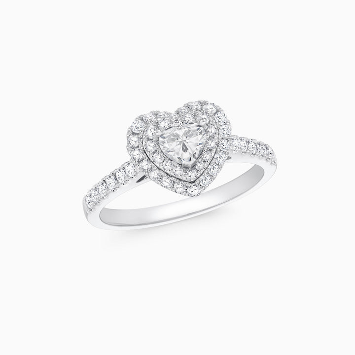 1.0CT Heart Cut Double Halo Moissanite Diamond Engagement Ring