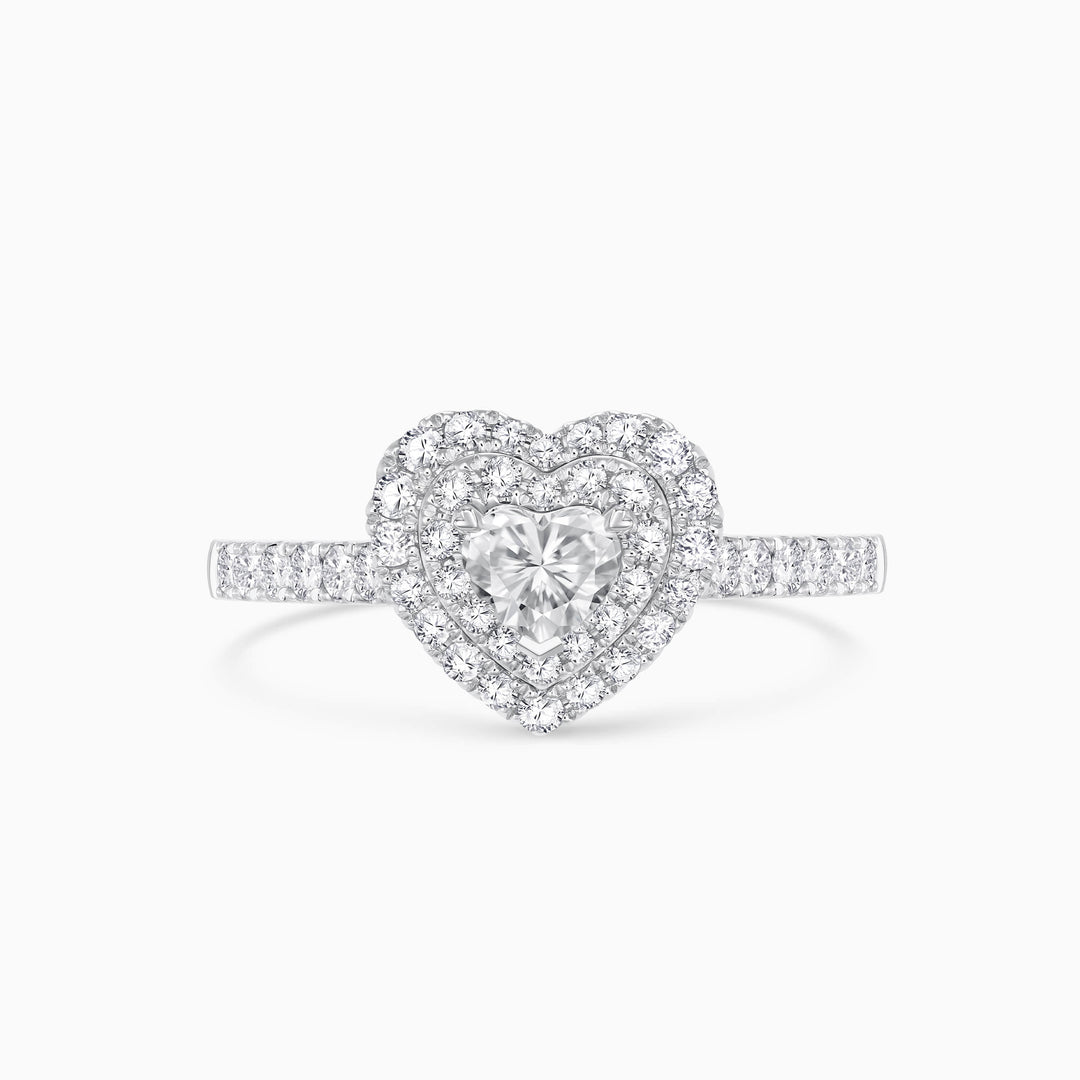 1.0CT Heart Cut Double Halo Moissanite Diamond Engagement Ring