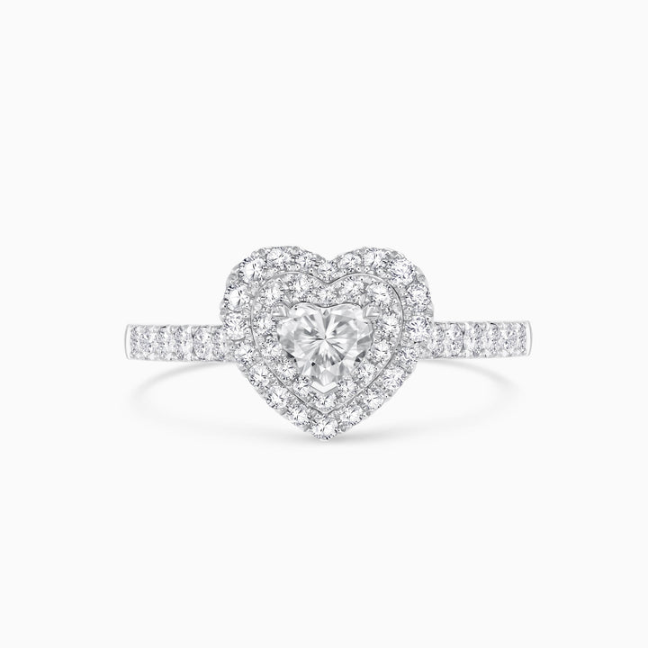 1.0CT Heart Cut Double Halo Moissanite Diamond Engagement Ring