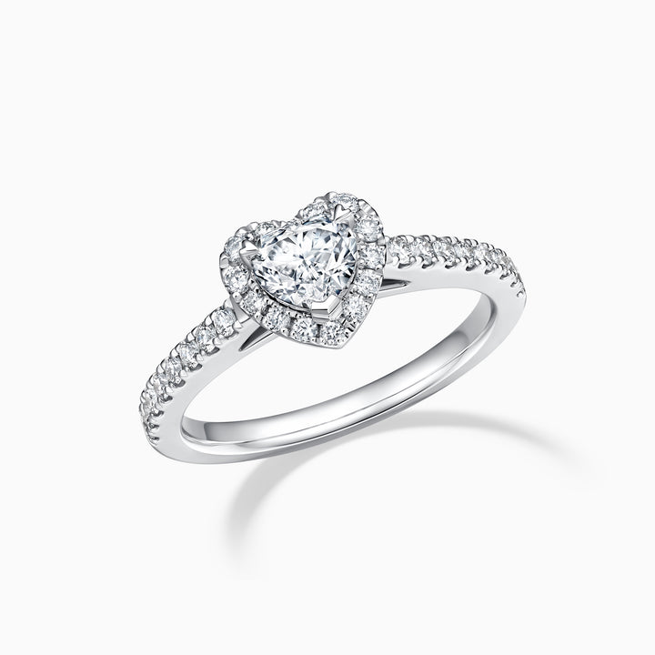 1.0CT Heart Cut Moissanite Halo Diamond Engagement Ring