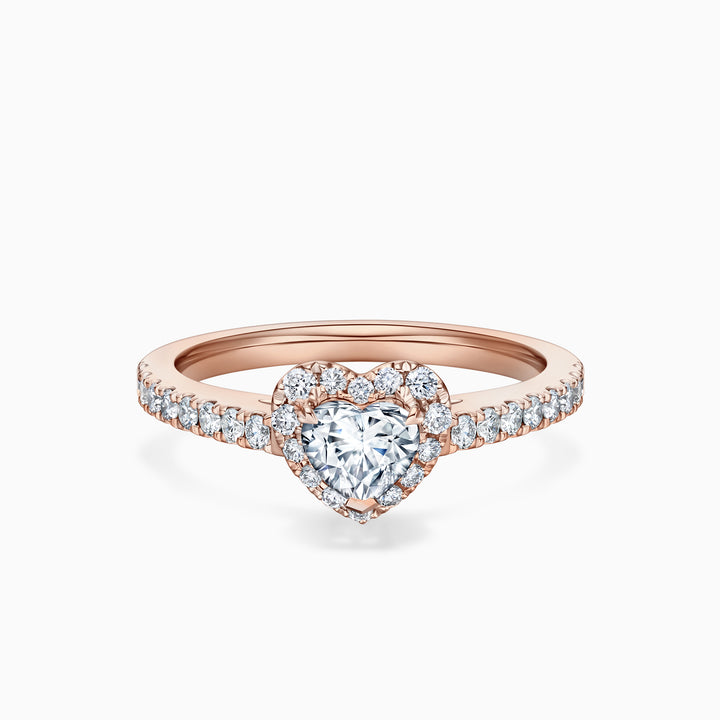 1.0CT Heart Cut Moissanite Halo Diamond Engagement Ring