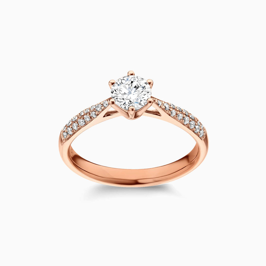 1.0CT Round Cut Pave Moissanite Diamond Engagement Ring