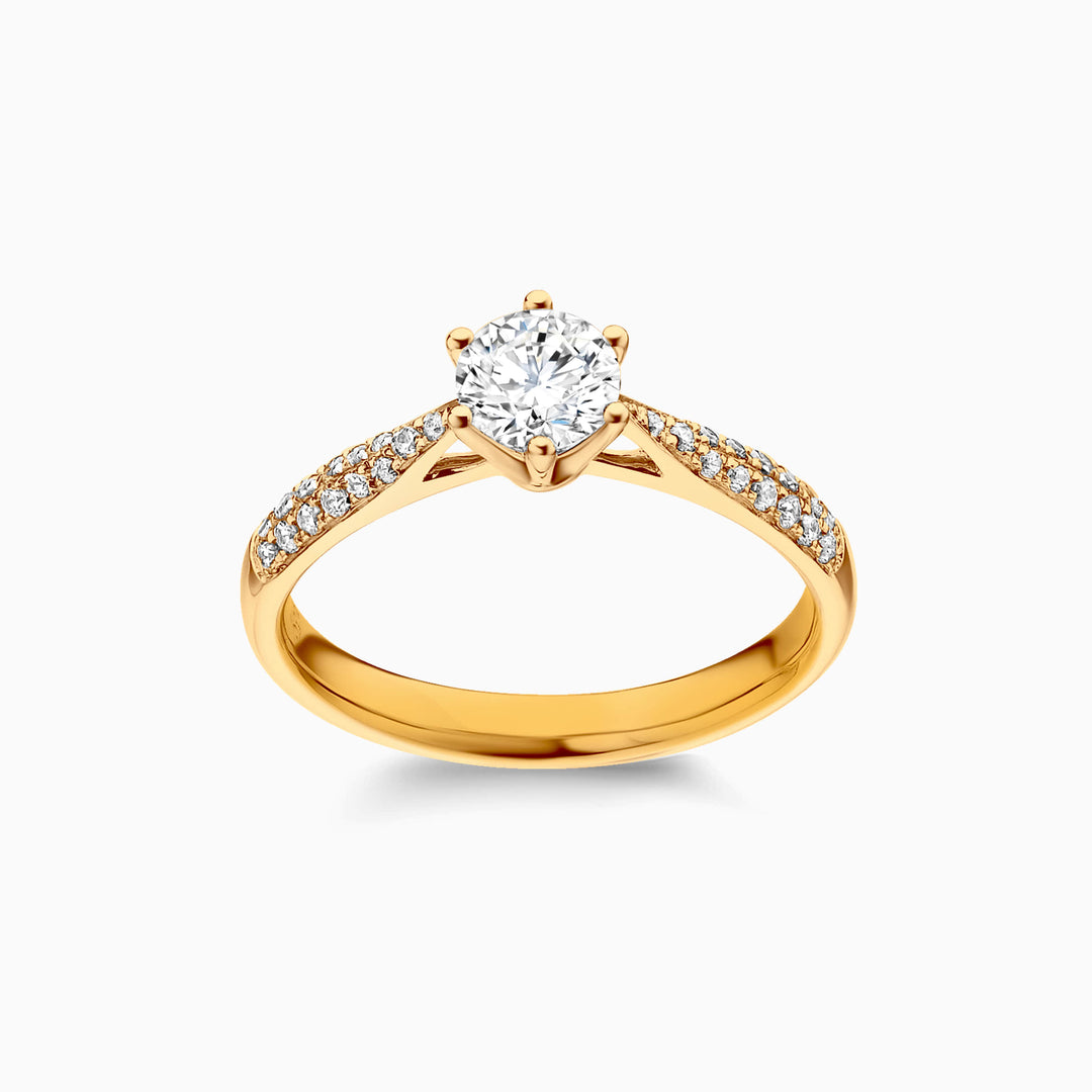 1.0CT Round Cut Pave Moissanite Diamond Engagement Ring