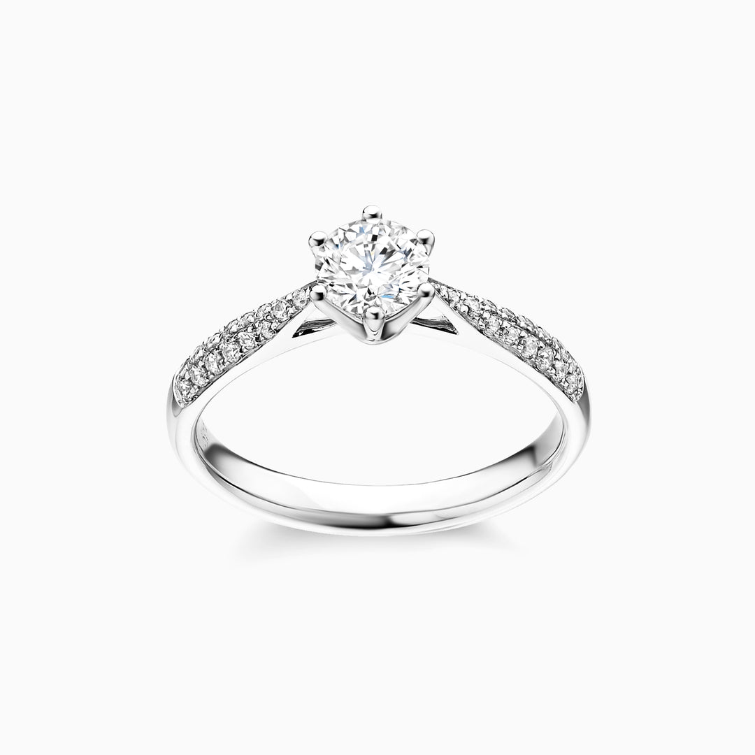 1.0CT Round Cut Pave Moissanite Diamond Engagement Ring