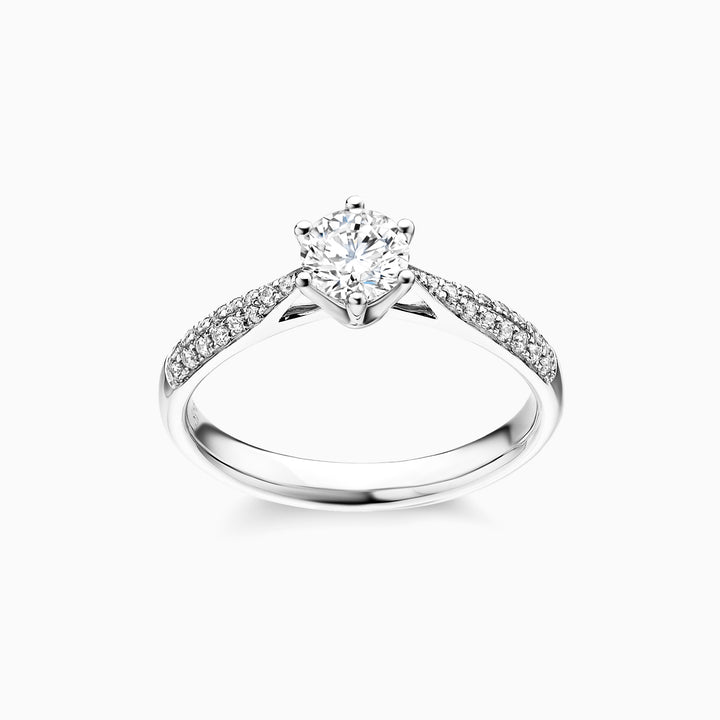 1.0CT Round Cut Pave Moissanite Diamond Engagement Ring