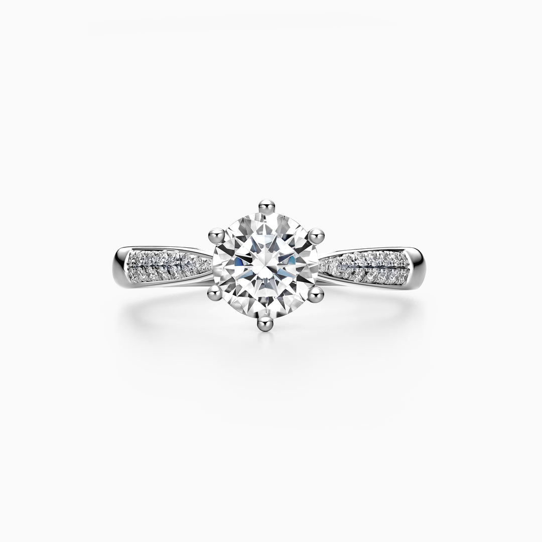 1.0CT Round Cut Pave Moissanite Diamond Engagement Ring