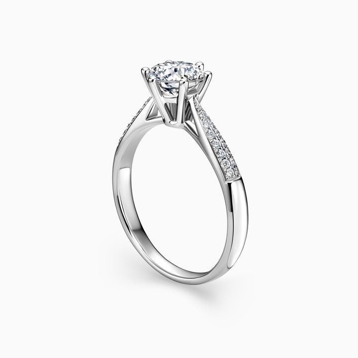 1.0CT Round Cut Pave Moissanite Diamond Engagement Ring