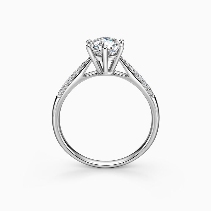 1.0CT Round Cut Pave Moissanite Diamond Engagement Ring