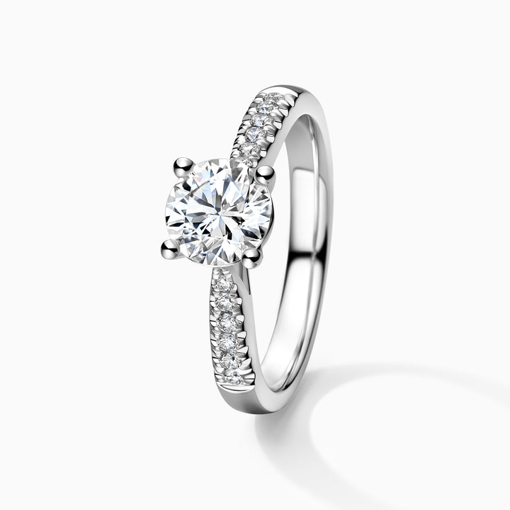 1.50CT Round Cut Cathedral Pave Diamond Engagement Ring