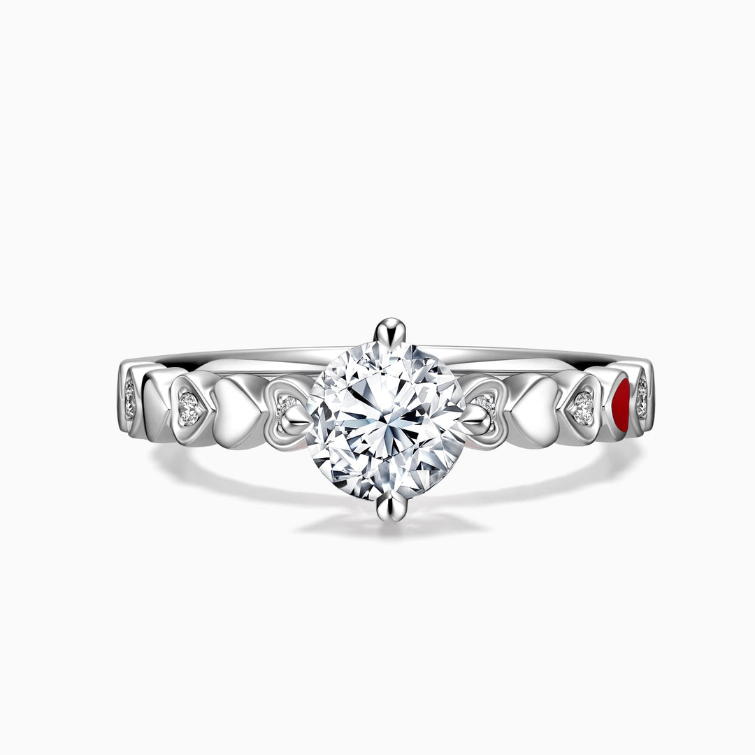 1.0CT Round Cut Moissanite Unique Pave Diamond Engagement Ring