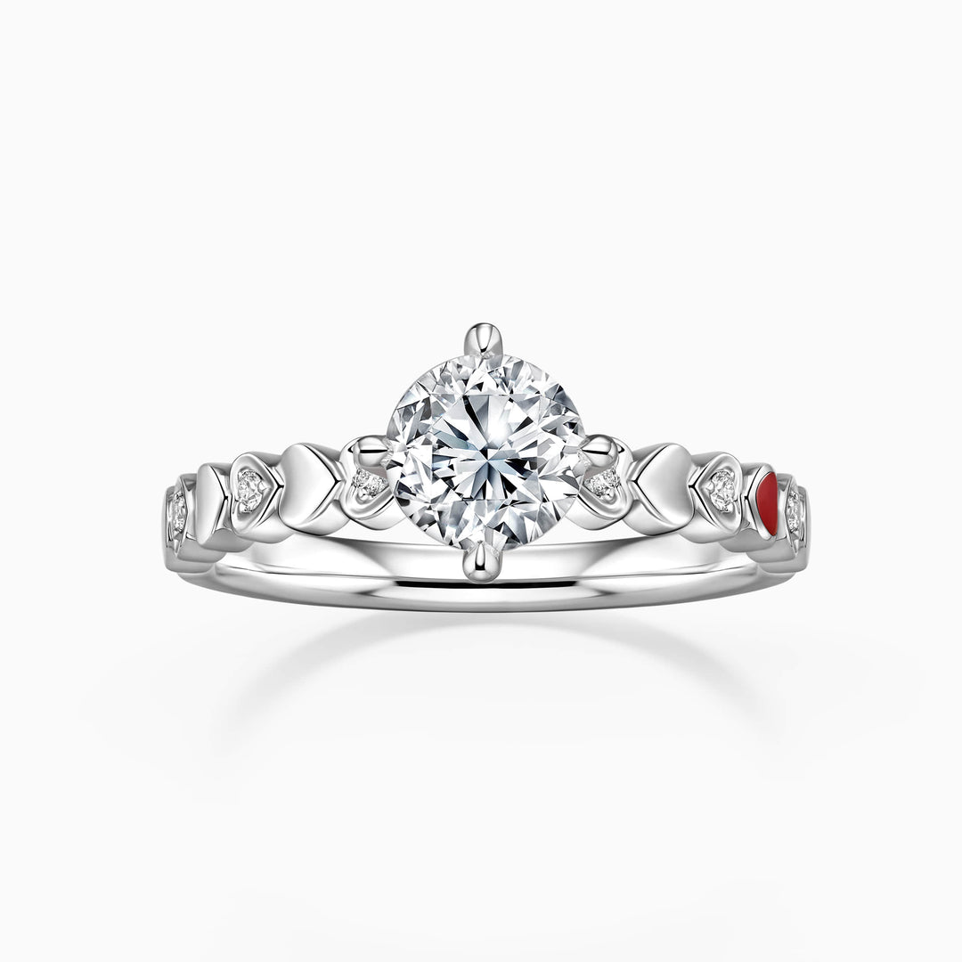 1.0CT Round Cut Moissanite Unique Pave Diamond Engagement Ring
