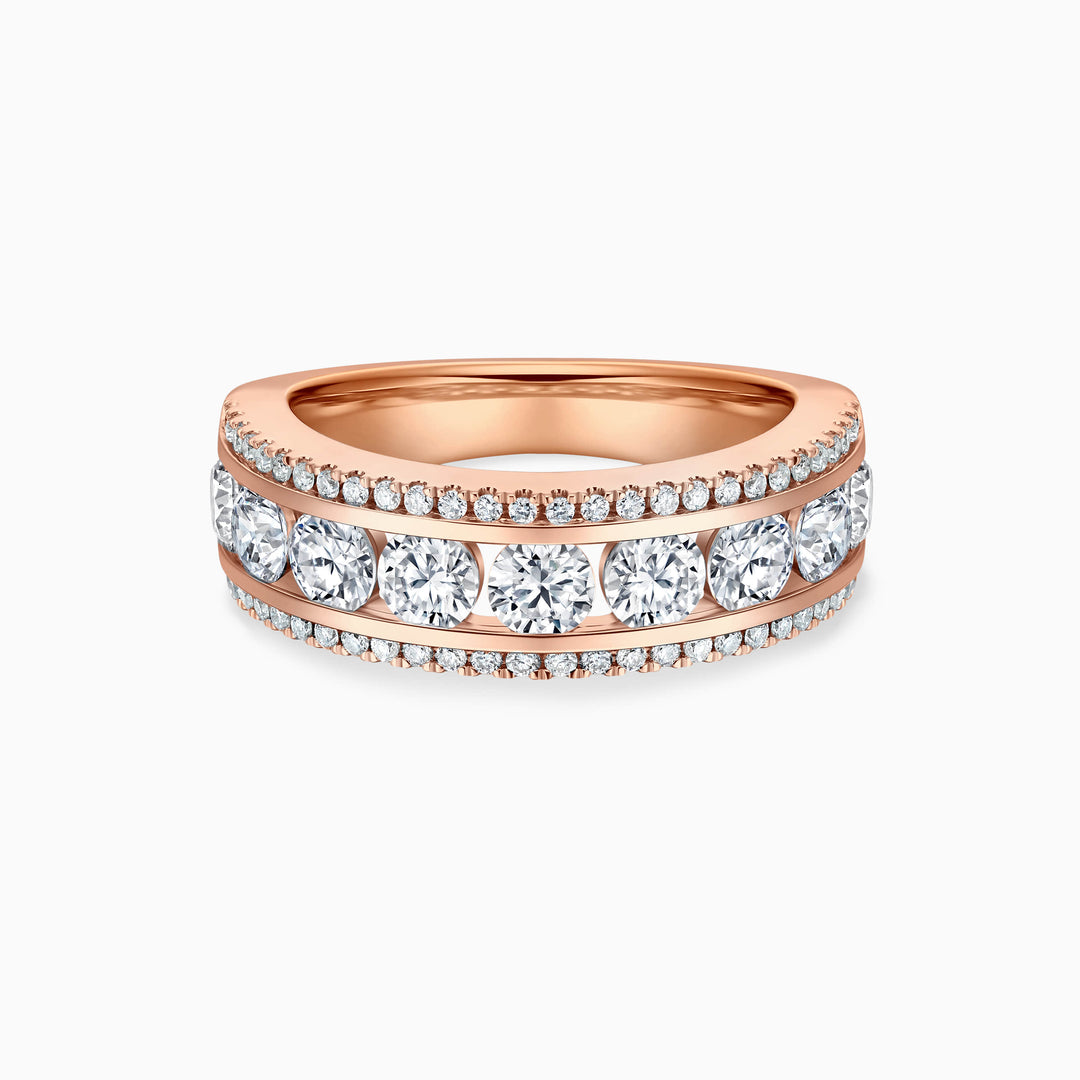 Round Cut Moissanite Diamond Triple Rows Wedding Band