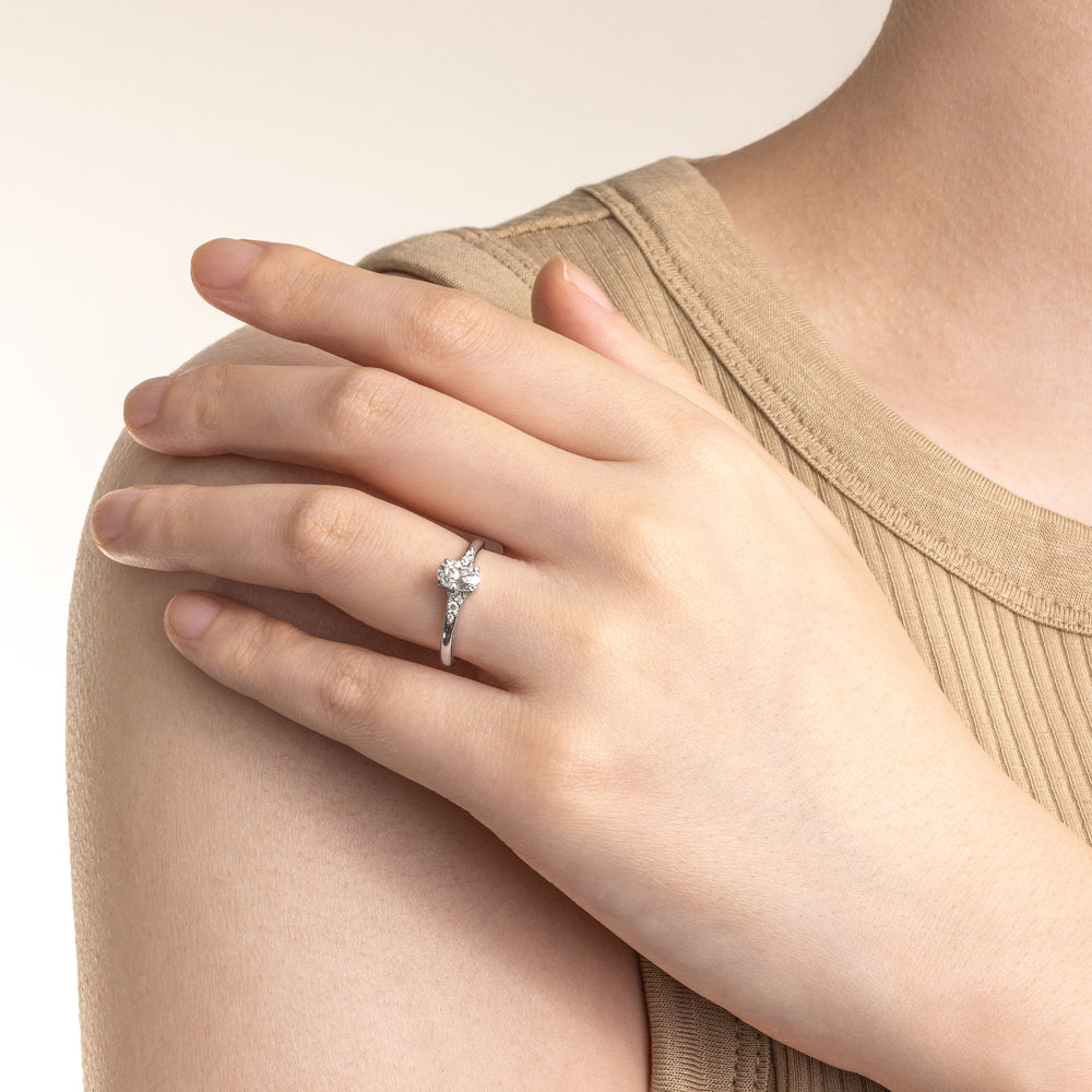 1.0CT Oval Cut Diamond Moissanite Pave Engagement Ring