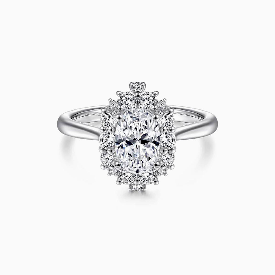 4.0CT Oval Cut Diamond Halo Cluster Moissanite Engagement Ring