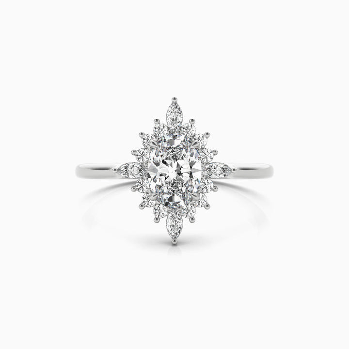 4.0CT Oval Cut Cluster Diamond Moissanite Engagement Ring