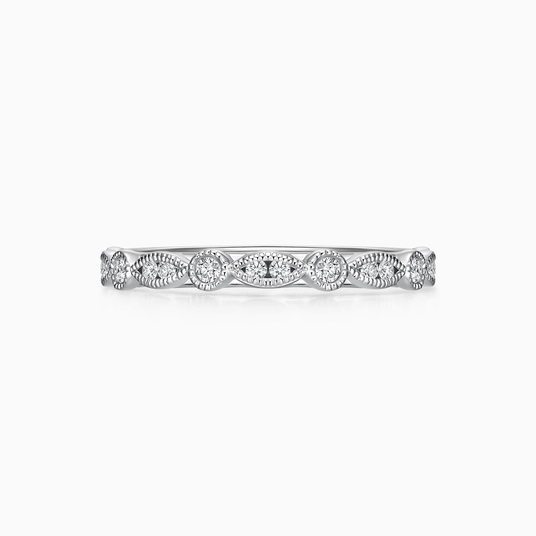 Round Cut Moissanite Diamond Vintage Wedding Band