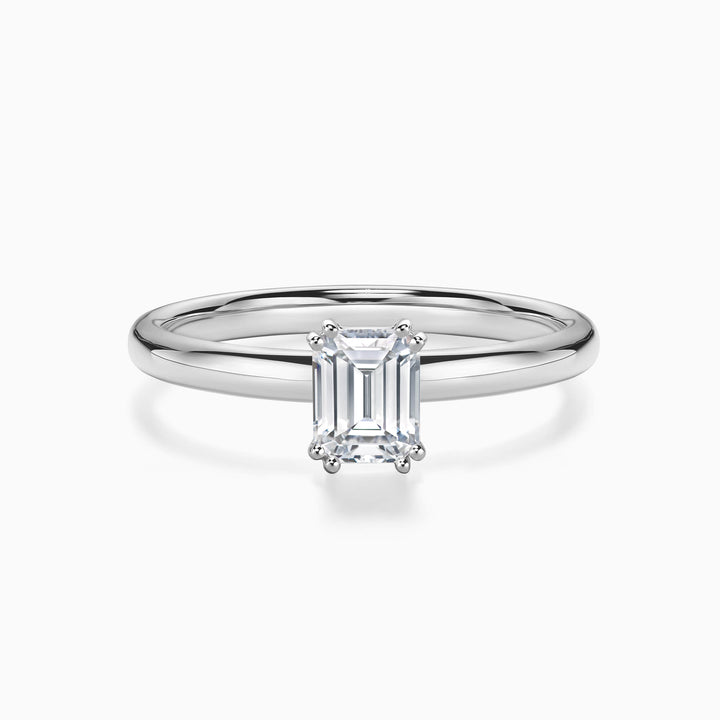 1.0CT Emerald Cut Moissanite Solitaire Engagement Ring