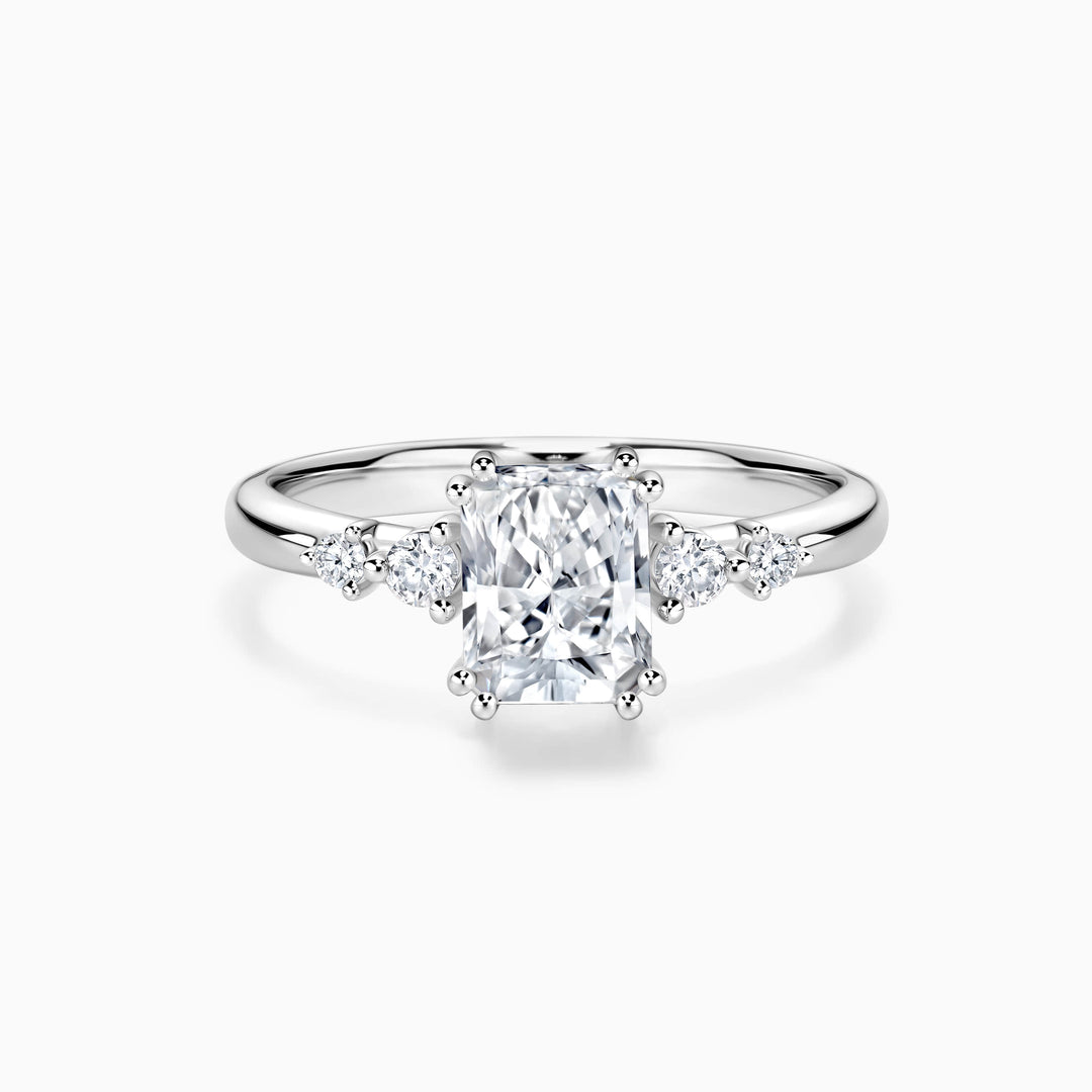 1.0CT Radiant Cut Cluster Moissanite Engagement Ring