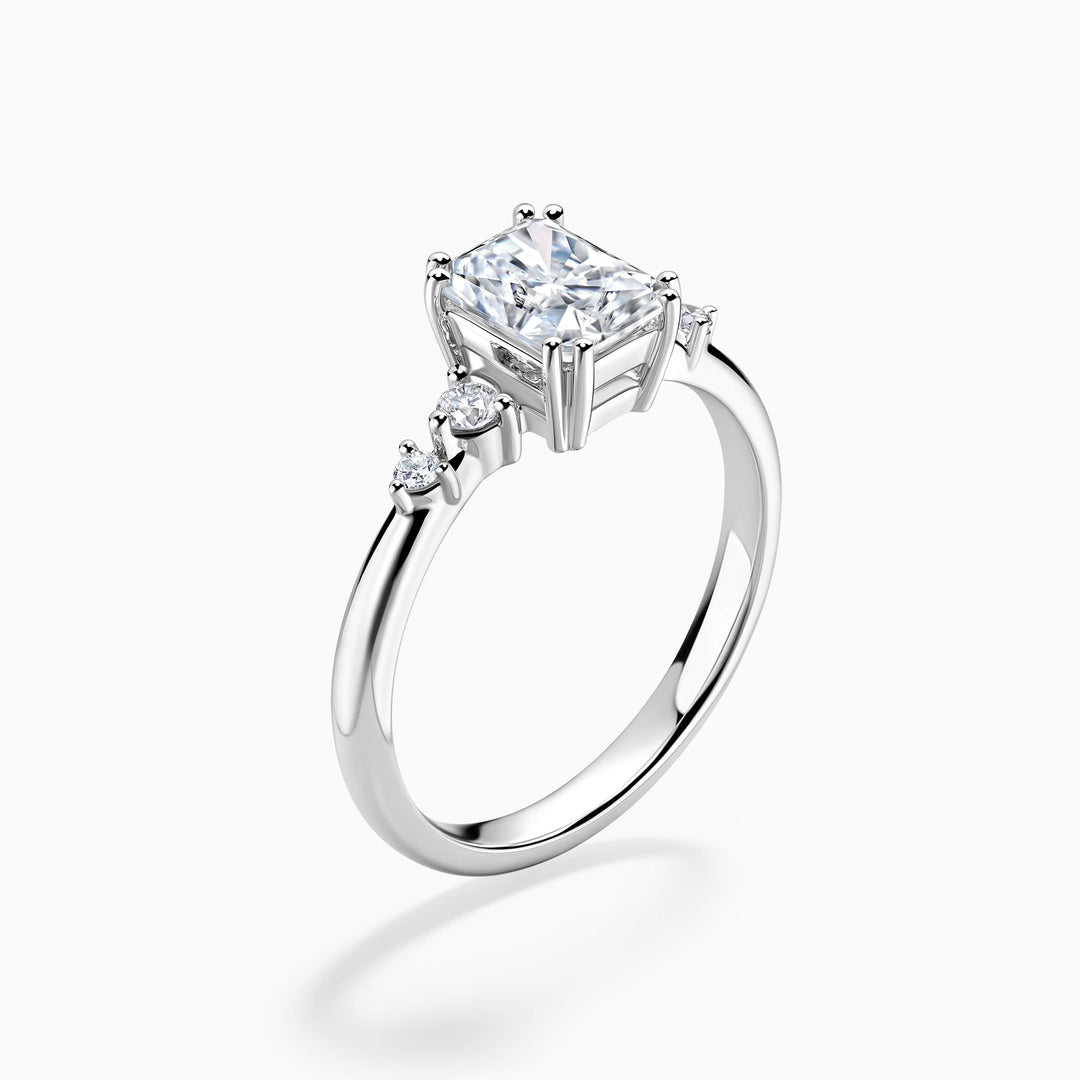 1.0CT Radiant Cut Cluster Moissanite Engagement Ring