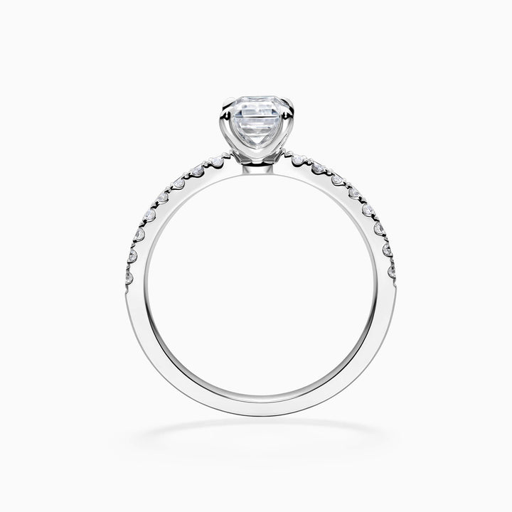 1.0CT Emerald Cut Pave Diamond Moissanite Engagement Ring