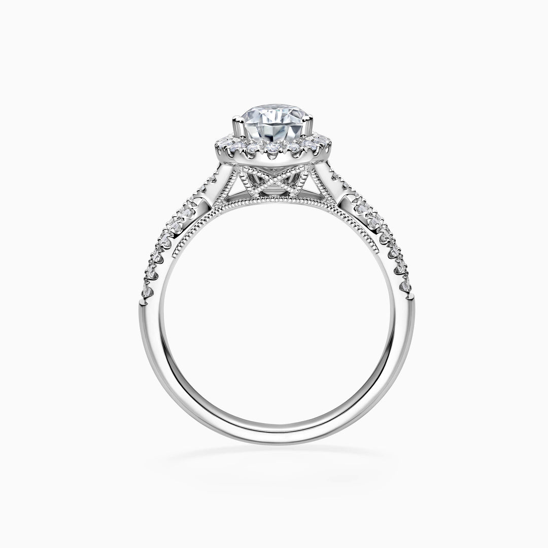 1.0CT Pear Cut Diamond Infinity Pave Moissanite Engagement Ring