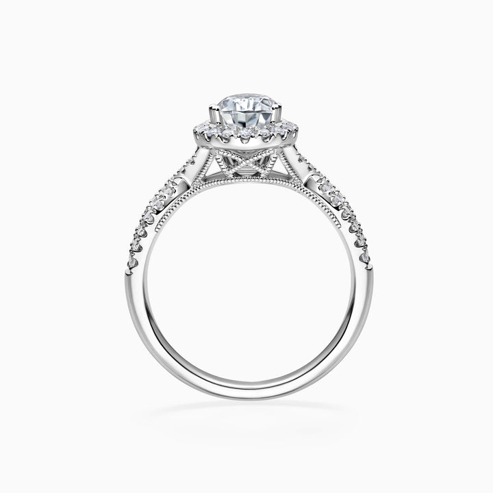 1.0CT Pear Cut Diamond Infinity Pave Moissanite Engagement Ring