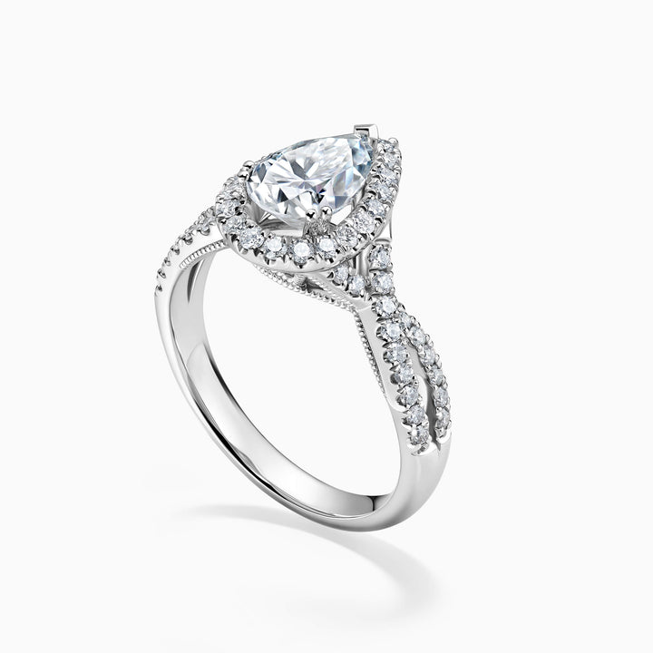 1.0CT Pear Cut Diamond Infinity Pave Moissanite Engagement Ring