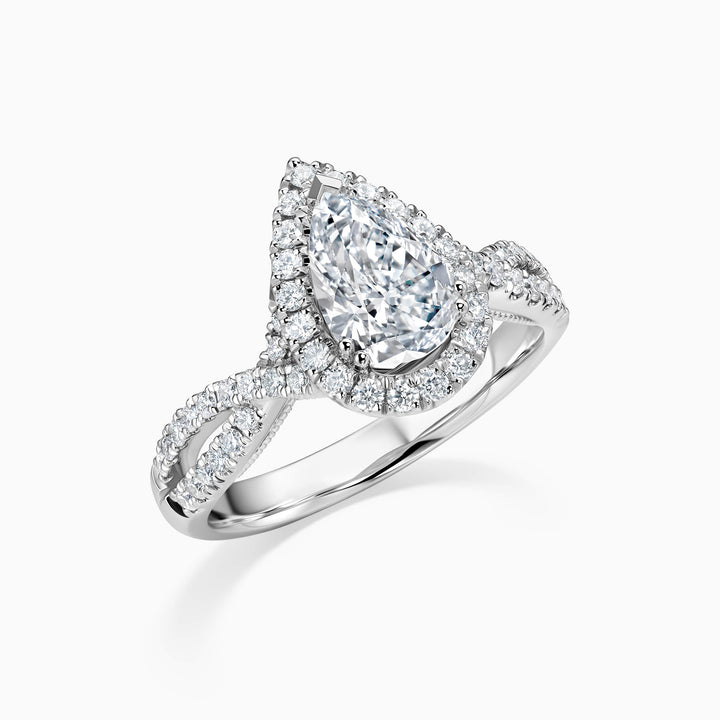 1.0CT Pear Cut Diamond Infinity Pave Moissanite Engagement Ring