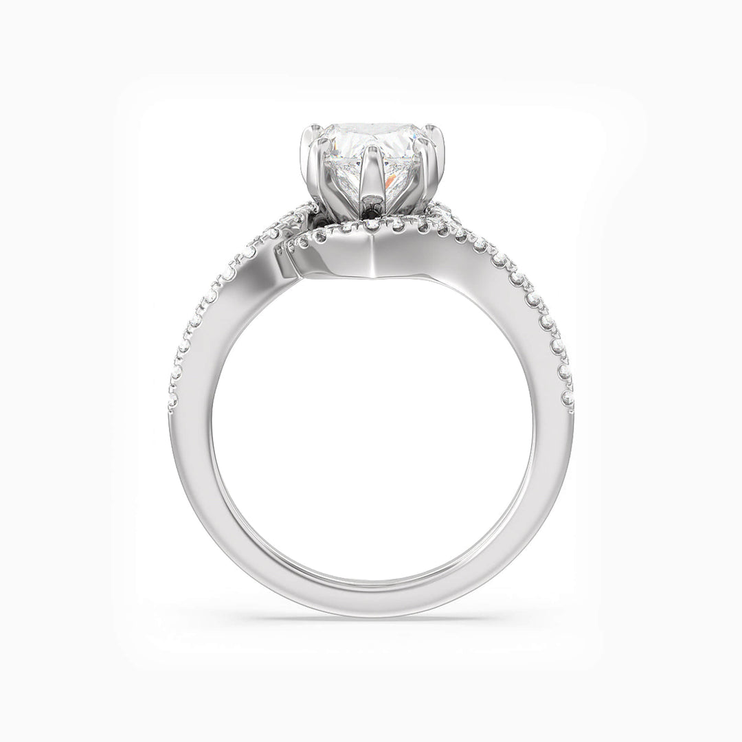 1.0CT Heart Cut Moissanite Diamond Halo Engagement Ring