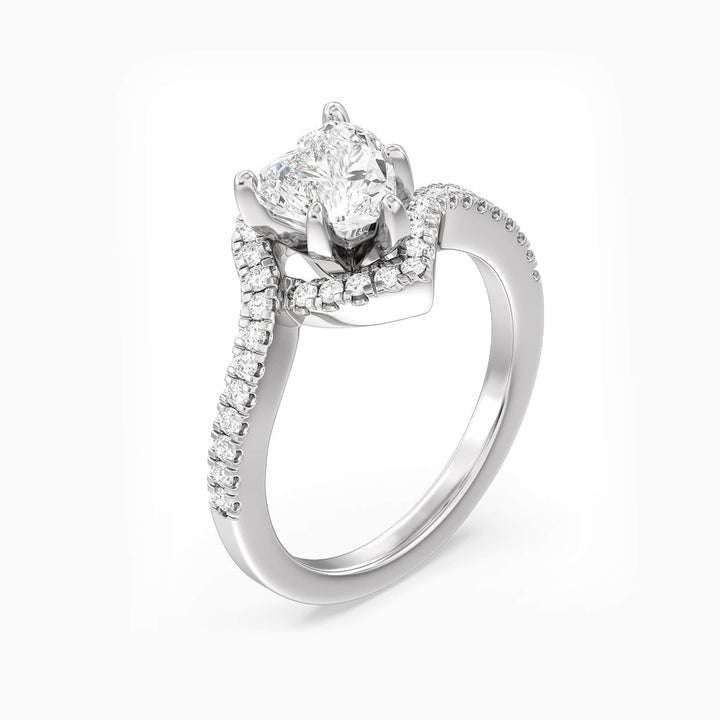 1.0CT Heart Cut Moissanite Diamond Halo Engagement Ring