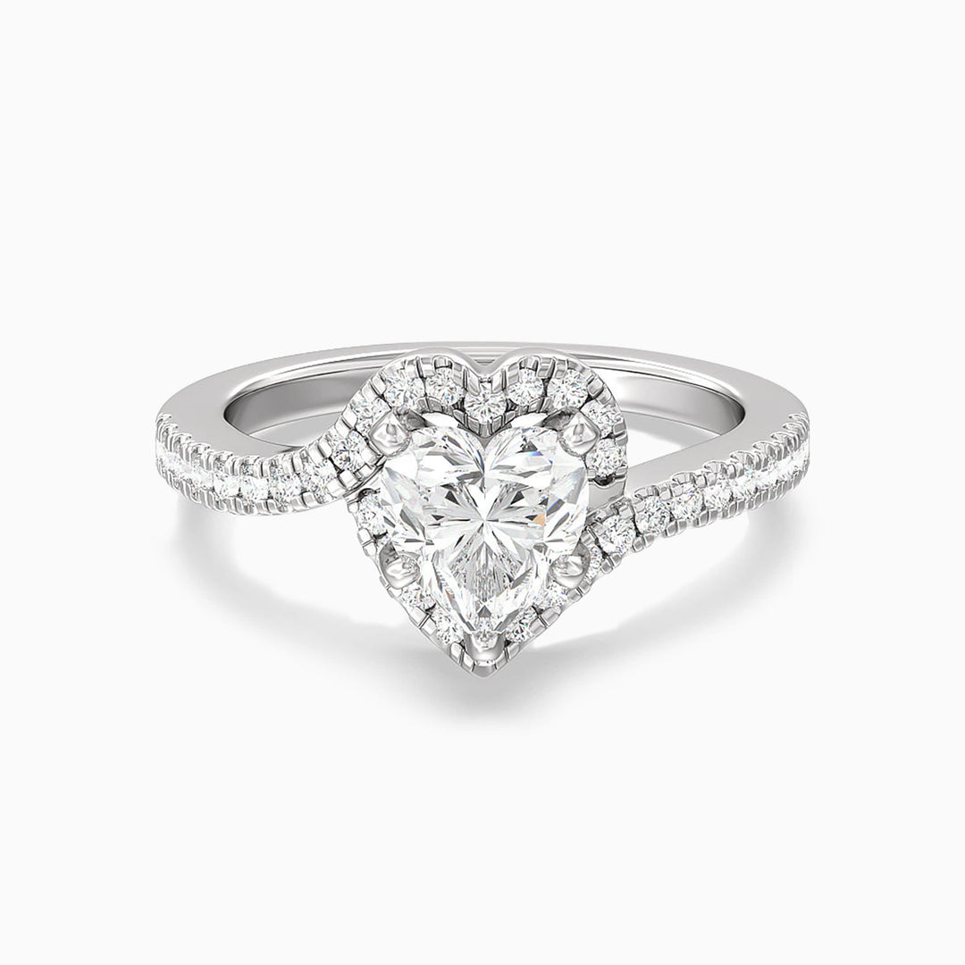 1.0CT Heart Cut Moissanite Diamond Halo Engagement Ring