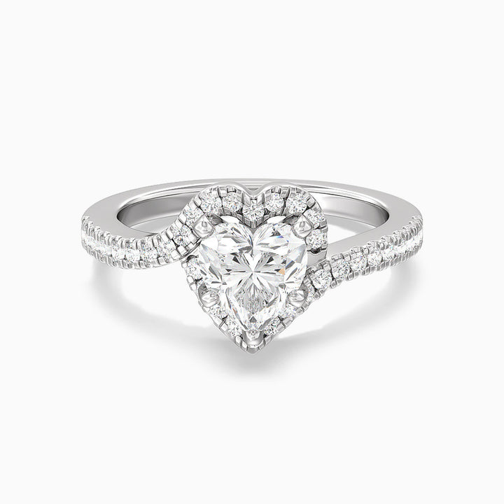 1.0CT Heart Cut Moissanite Diamond Halo Engagement Ring