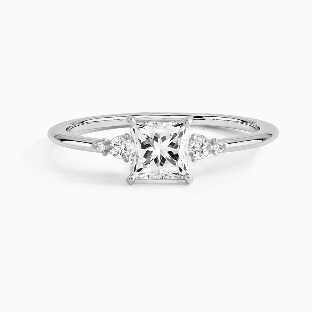 1.0CT Princess Cut Moissanite Cluster Diamond Engagement Ring