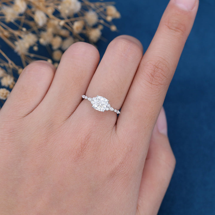 cushion-shaped-moissanite-cluster-engagement-ring