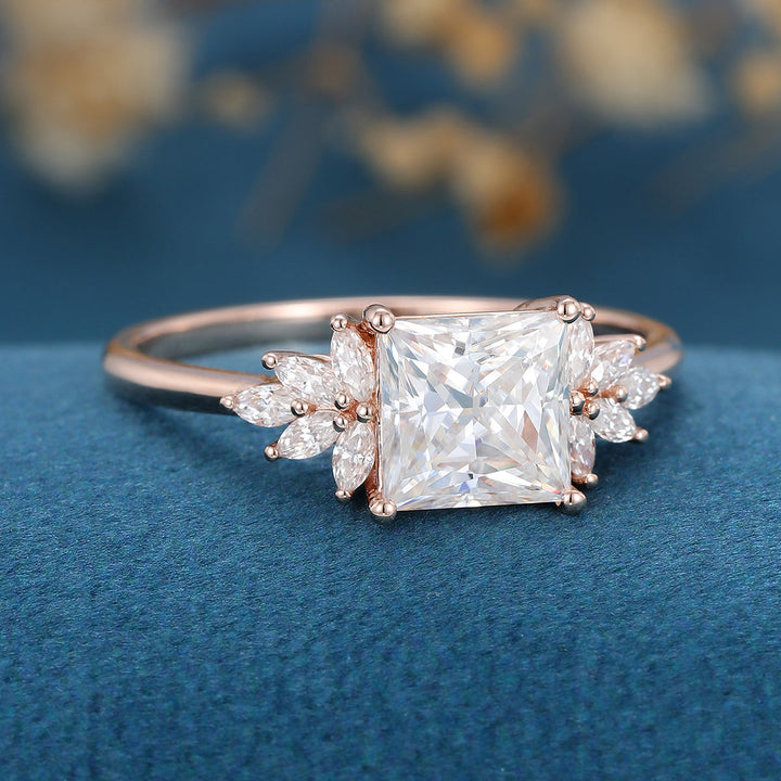 princess-shaped-moissanite-cluster-engagement-ring