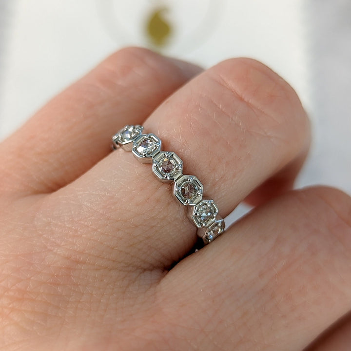 Stackable Anniversary Ring
Handcrafted Jewelry
Unique Anniversary Gift
Modern Vintage Ring
Moissanite Anniversary Band
