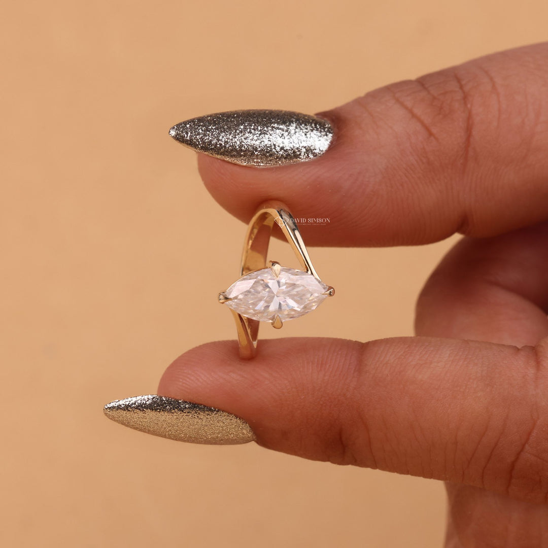 14K Gold Marquise Bypass
Ethical Engagement Ring
Marquise Shaped Solitaire
