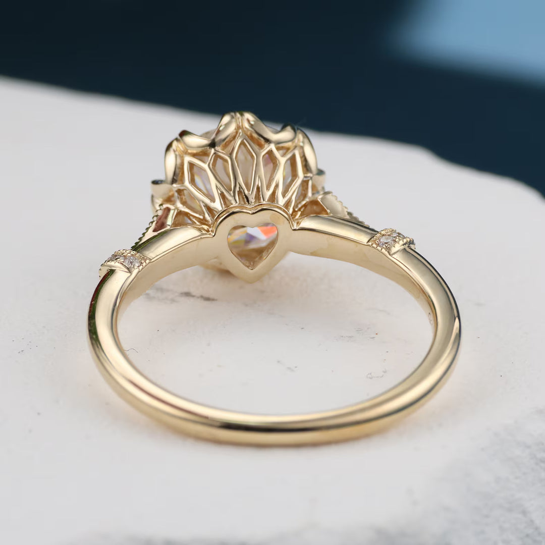 Unique Engagement Ring, Moissanite Solitaire, Milgrain Edge, Victorian Inspired, Retro Glamour, Statement Ring