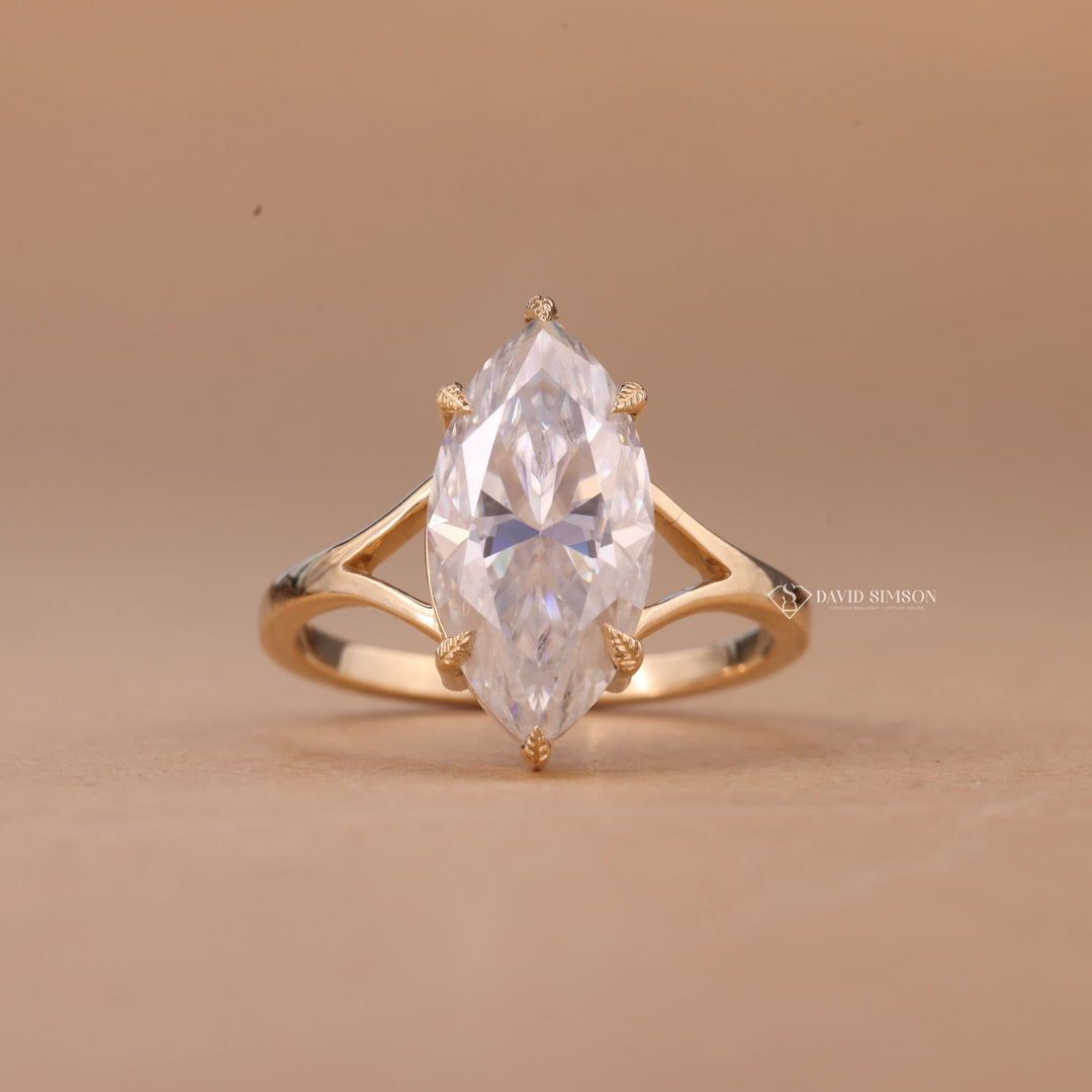 Marquise Moissanite Solitaire
Crushed Ice Marquise Cut
Ethical Engagement Ring

