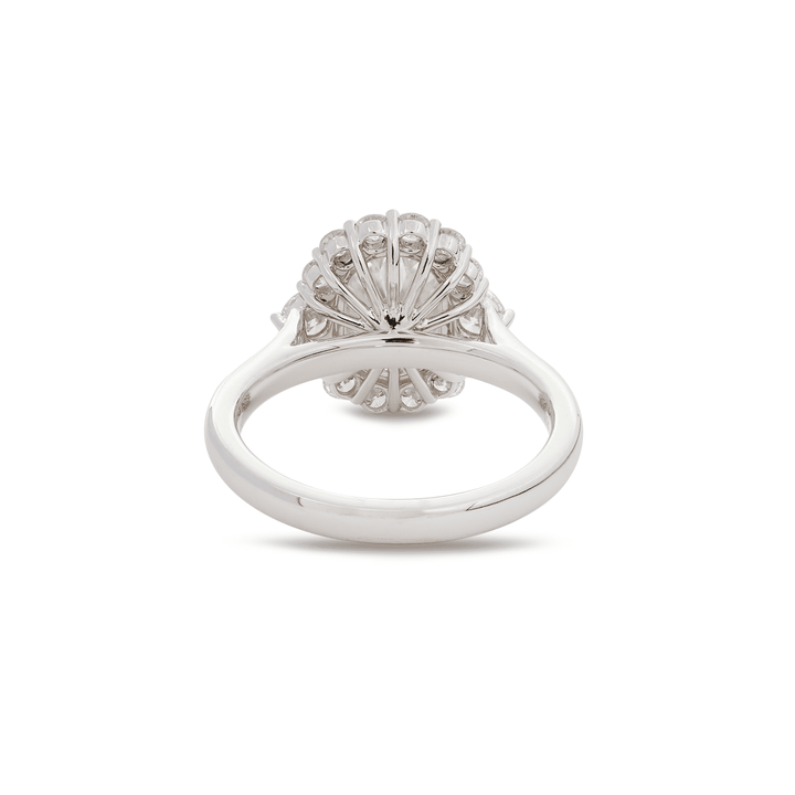 High Profile Engagement RingSustainable Old Mine DiamondLab Grown Old Mine HaloGIA Elongated Old Mine18K Gold Cathedral RingPlatinum Old Mine HaloLarge Carat Antique Ring