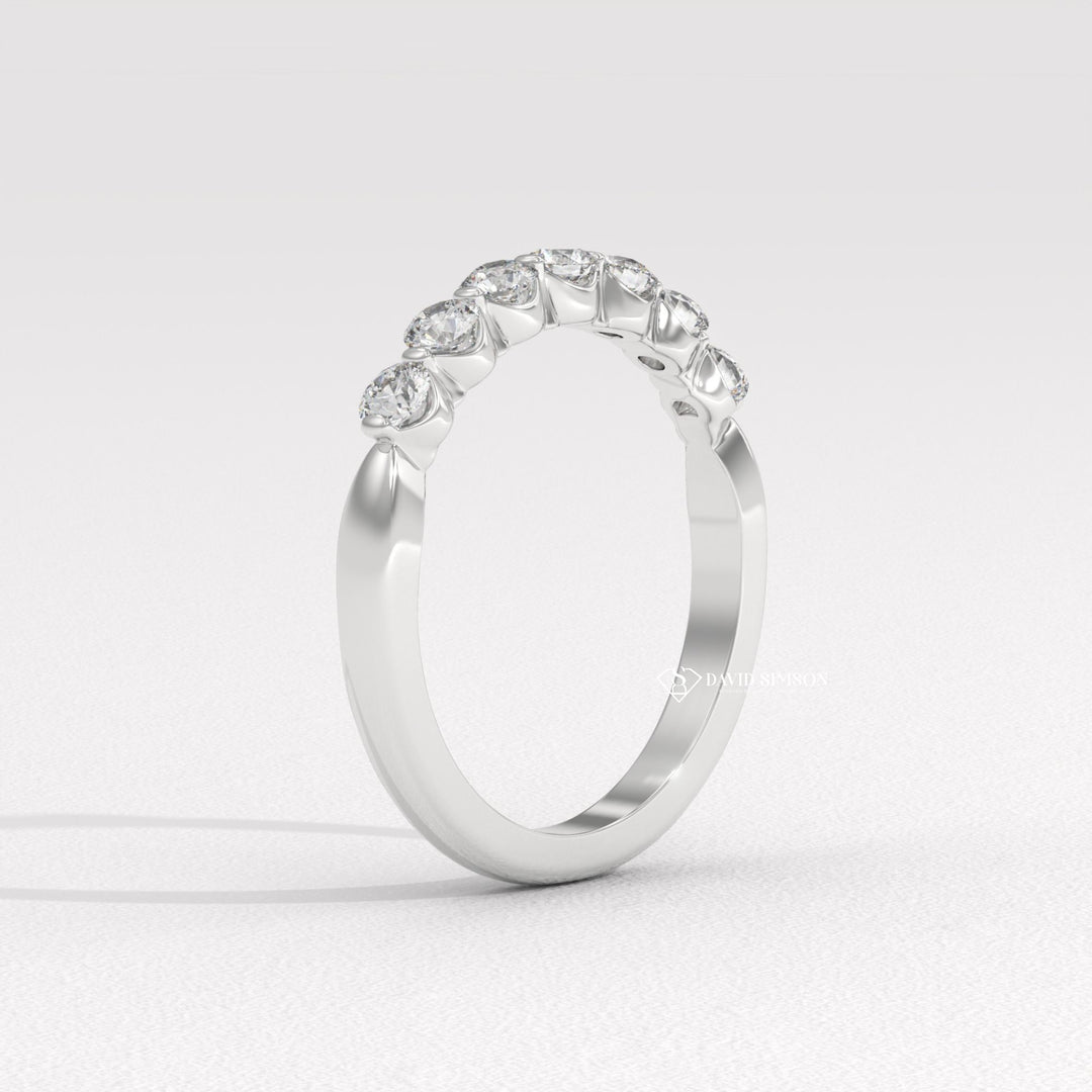 Unique Wedding Band
Minimalist Bubble Ring
Low Profile Ring
Round Cut Half Eternity