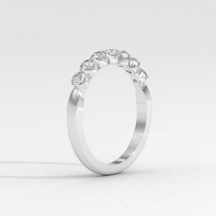 Unique Wedding Band
Minimalist Bubble Ring
Low Profile Ring
Round Cut Half Eternity