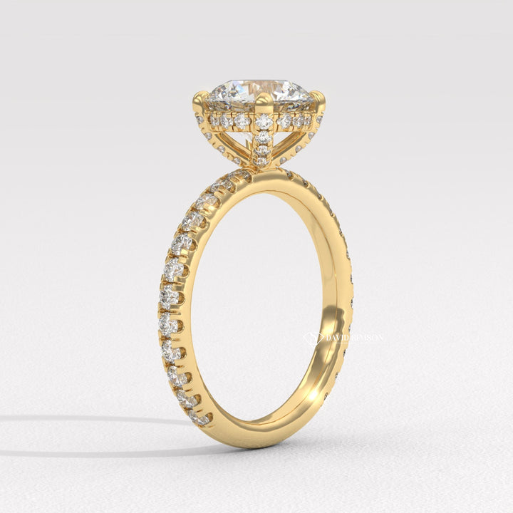 Unique pave engagement rings, Pave ring vs solitaire ring, Best metal for pave rings, Oval cut pave diamond rings, 
