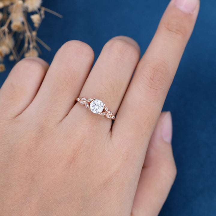 round-shaped-moissanite-art-deco-engagement-ring