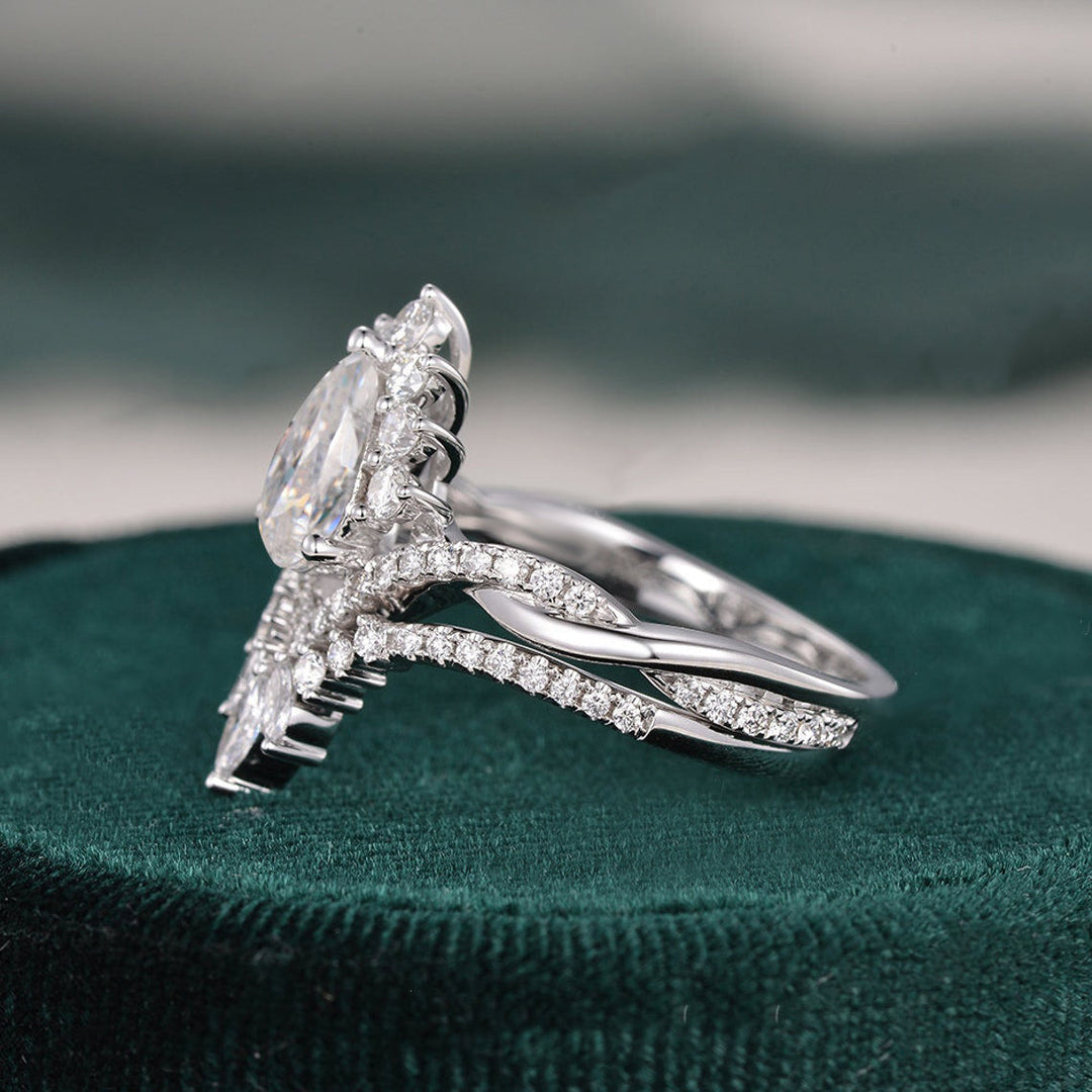 pear-cut-twisted-art-deco-moissanite-bridal-ring-set