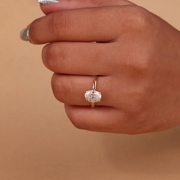 VVS1 Moissanite Solitaire
Crushed Ice Oval Cut
Thin Band Oval Ring
